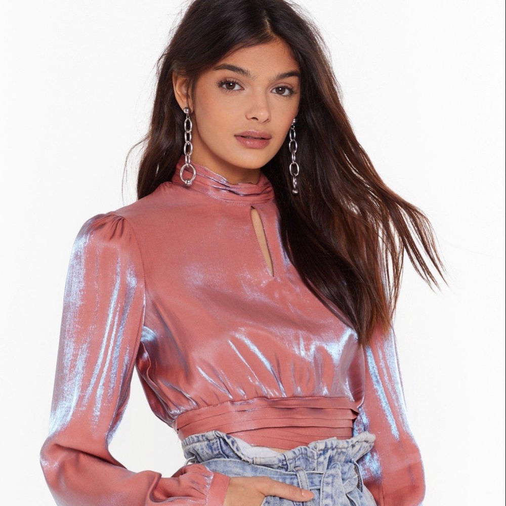 High Neck Cropped Blouse